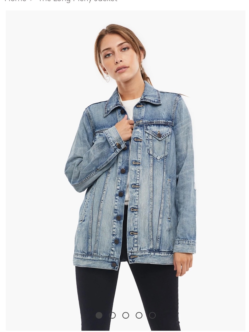 The Merly Long Denim Distressed Jacket by ABLE - XXL